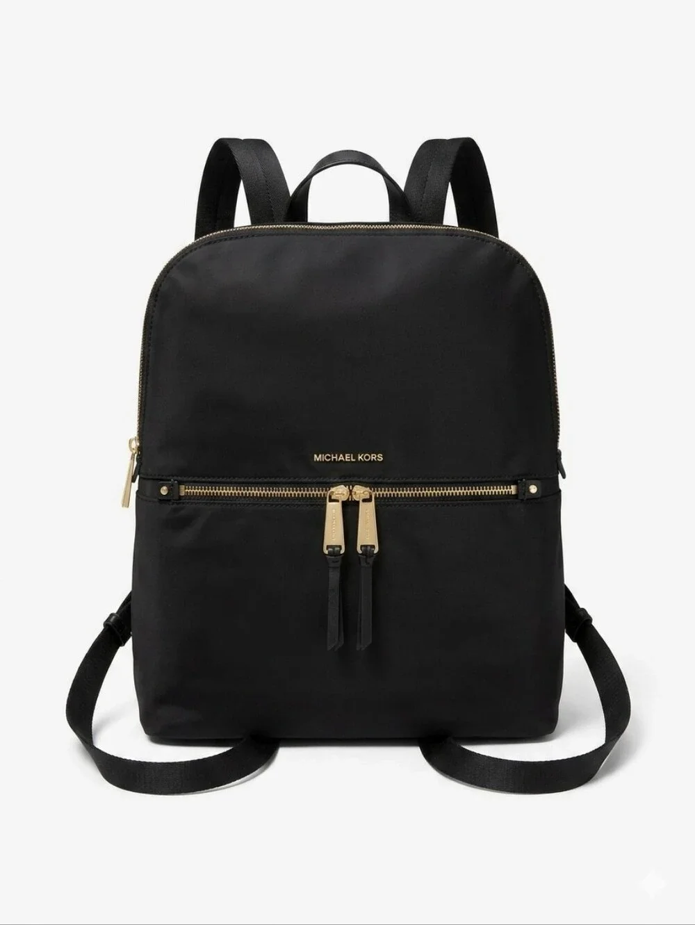 Michael Kors Polly Medium Nylon Backpack Black Gold Lightweight